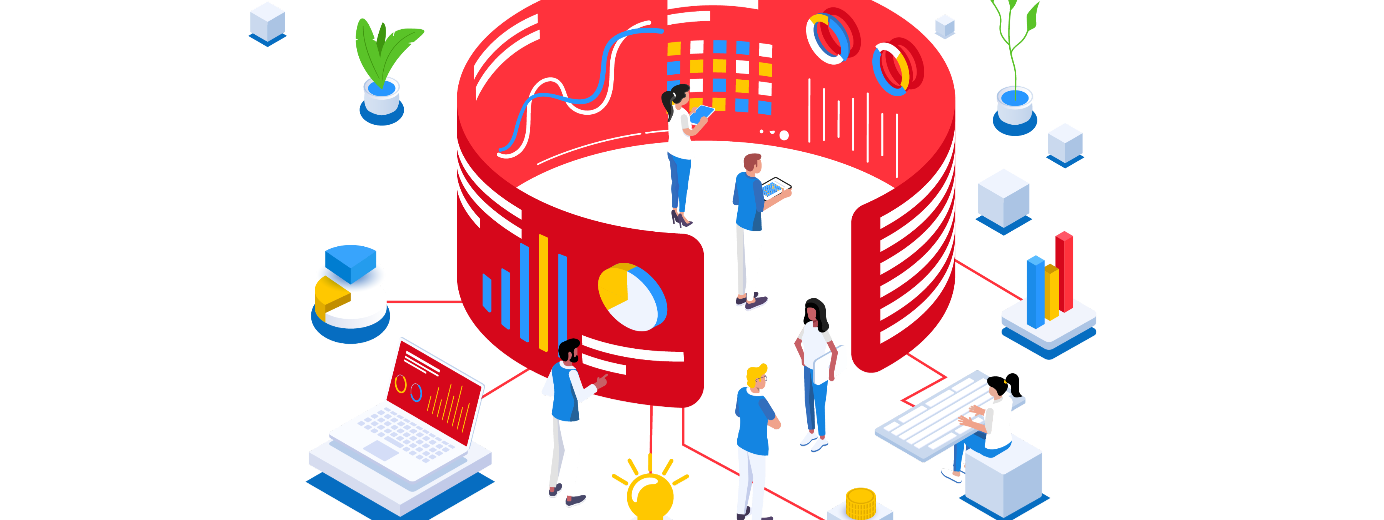 Group of people using data and tech to make decisions